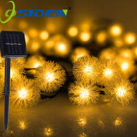 LED Solar Dandelion String Lights Fairy Waterproof Furry Snowball Lamp 57M For Christmas Wedding Party Garden Outdoor Decor