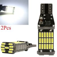 หลอดไฟ LED อัตโนมัติ2ชิ้นสีขาว DC 12V สำหรับรถยนต์ Lampu Belakang ถอยหลัง W16W T15 45 SMD 4014ไฟสัญญาณเลี้ยว