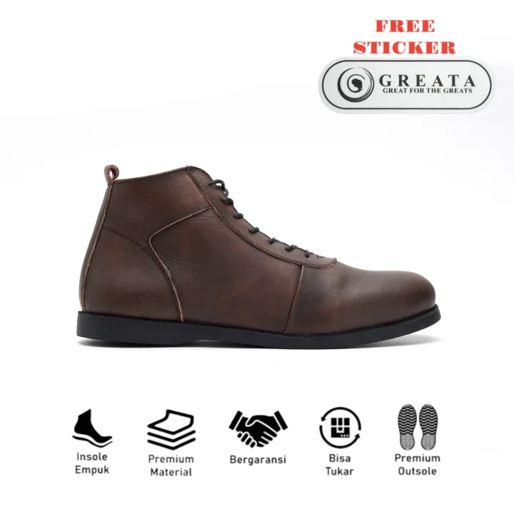 Sepatu Kerja Kantor Casual Boots Kulit Asli Kasual Pria Keren Original ...