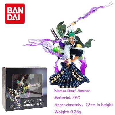 ZZOOI 22CM Anime One Piece Action Figure Roof Sauron Three Knife Flow Zoro with Box PVC Collection Statue Model Figurine Toys Boy
