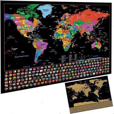 Deluxe Scratch Off Map With Countries Flags Top quality Gold Scratch Off Layer Visual Travel Map  Best Gifts for Travelers Replacement Parts