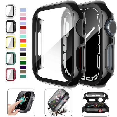Glass+Cover For Apple Watch Case 45mm/41mm/40mm/44mm/42mm/38 IWatch Series 4 5 6 SE 7 8 Screen Protector Apple Watch Accessorie Cases Cases