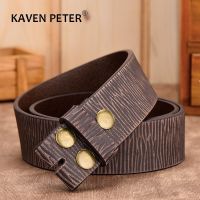 Genuine Leather Without Buckle Belt For Men Jeans Vintage Belts 3.8 CM Width Male Cowskin Strap With One Layer Leather Belts