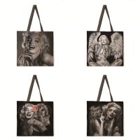 Monroe Devil Edition Tote Bag Linen Fabric Bag Casual Folding Shopping Bag Outdoor Beach Bag Daily Handbag