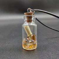 ✶✣ Ean Drift Bottle Leather Necklace Unique Glass Pendant with Wish Bottle Charm Stylish Creative Necklace for Womens Fashion