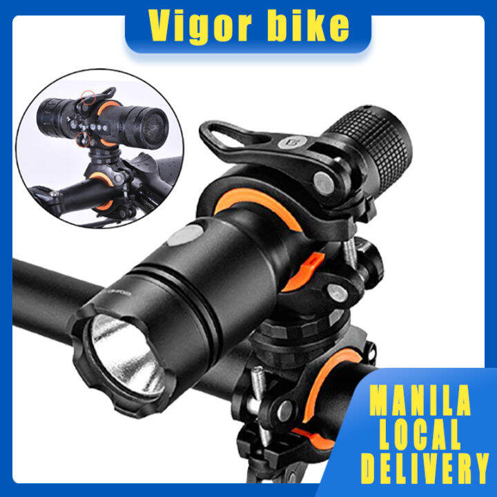 Bicycle flashlight clip front lamp holder fixing bracket car clip mountain bike riding