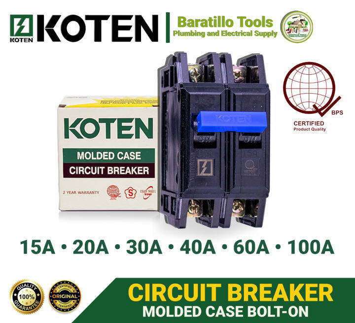 100 Original Koten Molded Case Circuit Breaker Bolton HPH 2P 15A, 20A