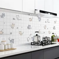 สติ๊กเกอร์ติดผนัง กันน้ำมันกระเด็นสำหรับห้องครัว สามารถทำความสะอาดได้ ขนาด60*300cm.