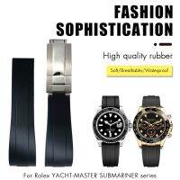 ❧ 20mm 21mm Rubber Watchband For Rolex Daytona Submariner GMT Yacht-Master OYSTERFLEX Silicone Strap Deployment Buckle Bracelets