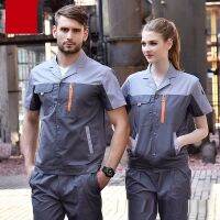 Working Uniforms Summer New Wear-resistant Work Clothing Short-sleeve Men and Women Mechanical Auto Repair Worker Coverall S-5XL ,Porter Outfit，Labor Insurance Clothing