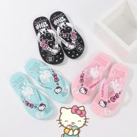 ۞ xing lu nan Hello Kitty Slippers Girls Home Wear-resistant Beach Flip Flop Woman Shose