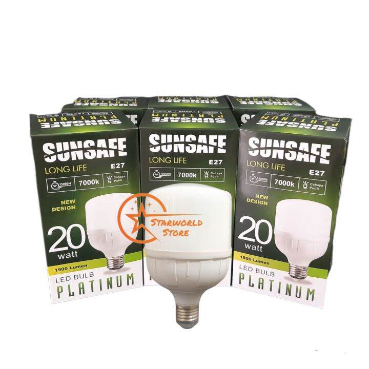 Paket Pcs Sunsafe Lampu Bohlam Led Bulb Platinum Jumbo Watt Lazada Indonesia