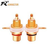 1pair RCA Connector Welding Gold plated RCA Jack Connector Panel Mount Chassis Audio Socket Plug Bulkhead with NUT Solder CUP