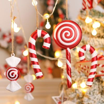 Christmas Decoration Large Candy Lollipop Cane Pendant Xmas Tree Hanging Red And White Painted Ornament Navidad New Year Gift