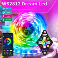 ไฟแถบไฟ LED WS2812ฝันทั้งชุดควบคุมแอพพ์บลูทูธพร้อมแหล่งจ่ายไฟ + ตกแต่งห้องนอนไฟ Led อัจฉริยะรีโมท RGB