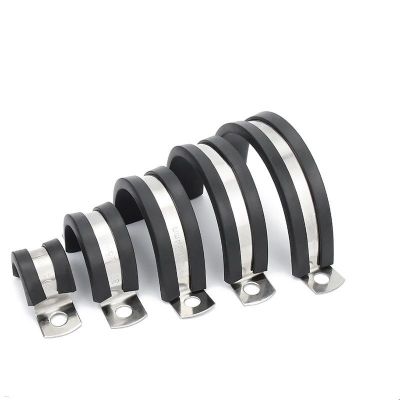 ✳❁✆ Free Shipping 10Pcs 10-50MM 304 Stainless Steel Rubber Lined U Clips Cable Mounting Hose Pipe Clamp Mikalor