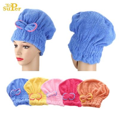 Microfibre Quick Hair Drying Bath Towel Spa Bowknot Wrap Towel Cap Bathroom Accessories Bonnets For Women Designer Shower Cap Showerheads