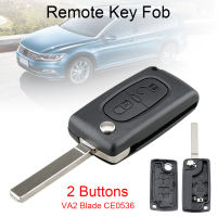 2ปุ่มเปลี่ยน Key Fob Shell กรณีที่มี Uncut Car Flip Key สำหรับ CITROEN C2 C3-Intl