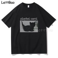 Playboi Carti Cute Cat Oversized T Shirt Cool Punk Hip Hop Graphic T Shirts Harajuku Manga Men Clothing Kawaii Top Men Clothing 【Size S-4XL-5XL-6XL】