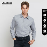 DAPPER เสื้อเชิ้ตแขนยาว BAMBOO BLEND ลายทาง Diagonal Stripe สีเทา