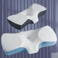 Cervical Pillow Built-in Zipper Good Rebound Travel Pillow Butterfly Design High Resilience 3 Partitions Sleep Neck Pillow Travel pillows