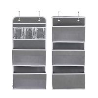 2Pcs over Door Hanging Storage Bags Non-Woven Fabric Storage Bags 5 Big Pockets Linen Cotton Fabric Multi Functional