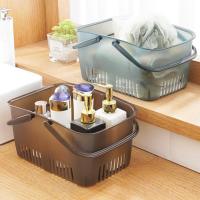 Hollow Shower Caddy Basket with Handles PP Several Drainage Holes Shower Caddy Bin Office Supplies