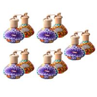 10Pcs 15Ml Empty Refillable Bottles DIY Floral Art Printed Hanging Car Air Fragrance Bottles (Random Color)