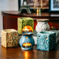 Creative R Crack Glaze Ceramic Essential Oil Lamps Aroma Burner for Home Dinner Decor Aromatpy Smell Removing Censer