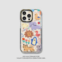 เคสโทรศัพท์ลายสัตว์ดอกไม้ดูเดิลเข้ากันได้กับ IPhone14 13 12 11 Pro Max X XS ฝาหลัง TPU นุ่มกันกระแทกที่ราบรื่น