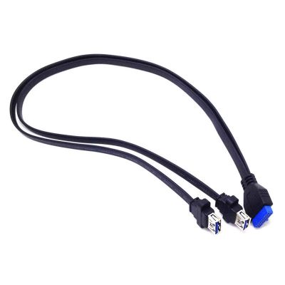 Dual 2 Port USB 3.0 Front Panel Extension Cable a Type Female to 20 Pin Box Header Female Slot Adapter Cable