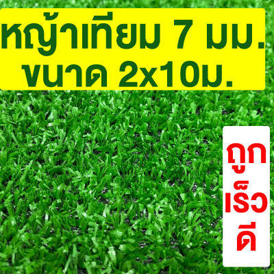 หญ้าเทียม เกรดA สูง 7มม. ขนาด 2x10ม กันUV หญ้าเทียมราคาถูก หญ้าปลอม หญ้าเทียมถูกๆ คุณภาพดี สีไม่ซีด มีรูระบายน้ำ แต่งสวน จัดส่งไว