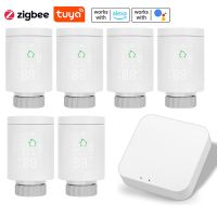 Tuya Zigbee3.0 Radiator Actuator Programmable Thermostatic Radiator Valve Temperature Controller Alexa Google Home APP Control