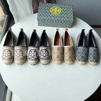 ToryBurchˉLady‘s 2022 Counter Latest Four Colors Jacquard + nappa leather Casual and comfortable fisherman shoes flat shoes