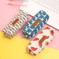 ☼❡◐ Canvas Pencil Bag Small Flowers Pencil Cases Kawaii Stationery Bag Pencil Pouch Office School Supplies Pen Bag