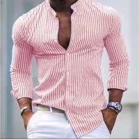 2023 Striped Printed Shirts Mens Casual Streetwear Long Sleeve Shirts Men Shirts