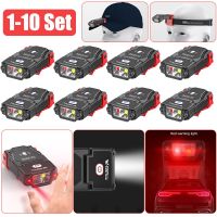 TOPLY 1-10 Set Mini LED Sensor Headlamp Hat Clip Cap Light Fishing Headlight USB Rechargeable Adjustable Angle Camping Headlamp