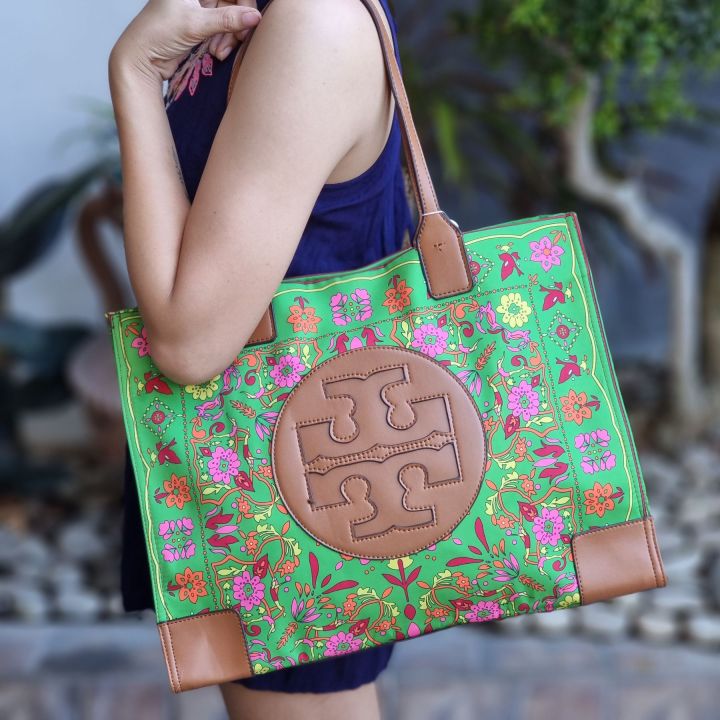 Tory burch ella patent nylon outlet tote