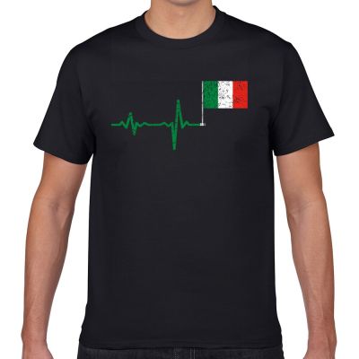 Tops T Shirt Men Heartbeat Italy Flag Casual Black Geek Custom Male Tshirt Xxxl 【Size S-4XL-5XL-6XL】