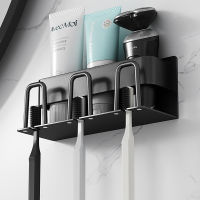 Toothbrush Holder Bathroom Toothpaste Storage Rack With Cup Holder Wall Mounted Razor Stand Organizer Shelf Bathroom Accessories