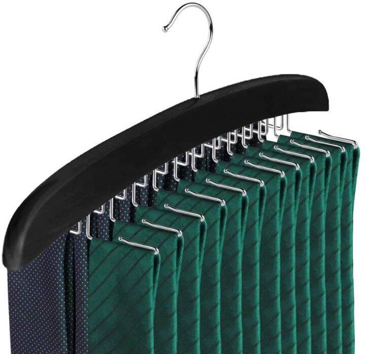 ☎卍☫ Wooden Tie Rack Hanging Organizer for Mens Closet Accessories Space
