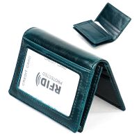 HOT14★Genuine Leather Men Business Credit Card Holders Black Blue Women Large Capacity ID Cards Wallet Cowhide Coins Money Bags Purse