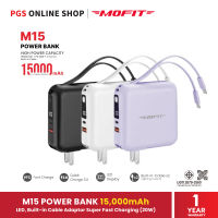 MOFIT M15 Powerbank 15000mAh พาวเวอร์แบงค์ แบตสำรองแบบพกพา รองรับ Fast Charge มีจอแสดงสถานะแบตเตอรี่ สายชาร์จ Built-in