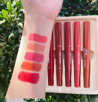 HH1033  ลิปติก 5ชิ้น ขายดี lipstick ราคาถูกที่สุด โทนส้มอิฐ โทนแดงก่ำ ลิปสติก เครื่องสำอาง ทาปาก👄👄