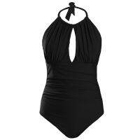 New Sexy Backless Slim Swimsuit Ladies Hanging Neck Solid Color One-Piece Swimsuit