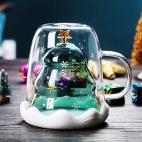 【High-end cups】2022 Creativo Tazza Di Natale Vetro Albero Di Natale Stella Tazza Ad Alta Temperatura Sugia Tazza D 39; Acqua Festa Regali Di Natale Tazza Da Viaggio Pieghevole