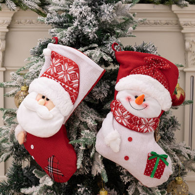 ถุงน่องขนมคริสต์มาสซานตากระสอบถุงของขวัญถุงเท้าคริสต์มาสจี้สุขสันต์วันคริสต์มาสสำหรับ Noel Navidad ปีใหม่2023