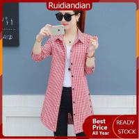 Ruidiandian S-5XL ผ้าฝ้ายเสื้อสตรีลายตารางแขนยาวเวอร์ชันเกาหลีคลื่นลูกใหม่ฤดูใบไม้ผลิของเสื้อ