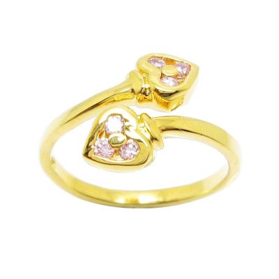แหวนหัวใจ แหวนฟรีไซส์มินิมอล แหวนพลอยสีชมพู พลอยชมพู ชุบทอง 24k บริการเก็บเงินปลายทาง