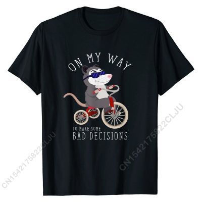 Funny Opossum On My Way Make Bad Decisions Trash Dank Meme T-Shirt Cotton Tops Men Tees Cal Cheap Print Tshirts